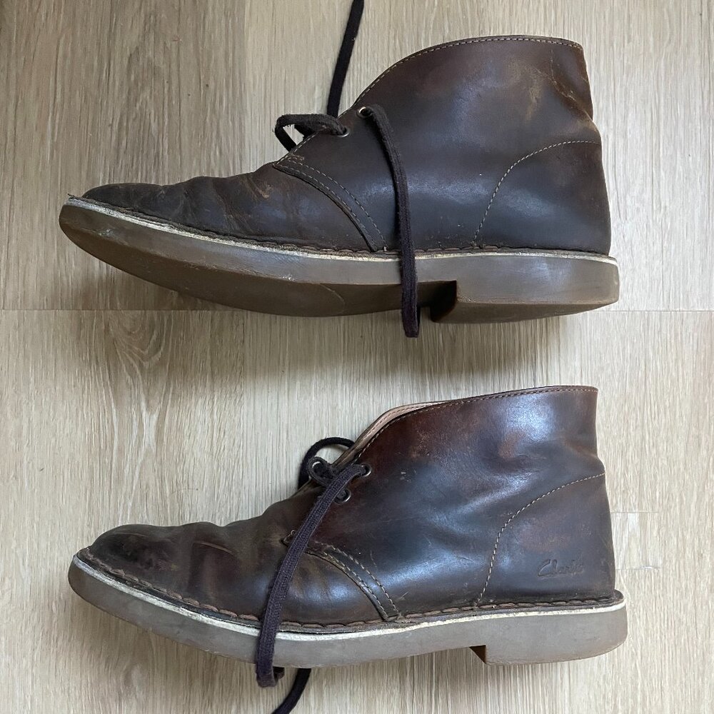 Clarks Desert Boot Lace Up Chukka Boots Beeswax Leather Men's Size 7.5 Rrp $150